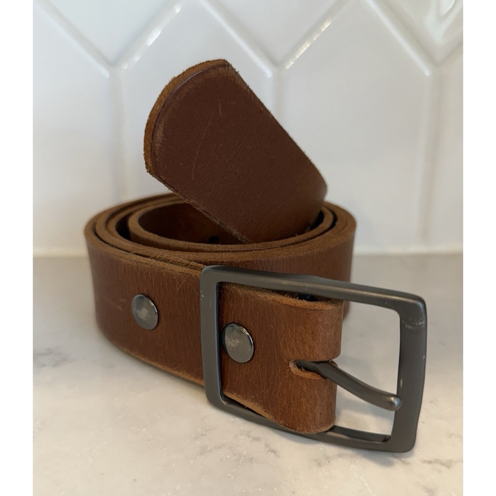 Foster Weld‎ Men's Brown Leather Belt 2X Pant Size 38 With Buckle 1.5" Wide